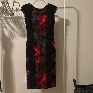 Maggy London Black and Red Midi Dress